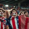 Stunned United States supporters in red, white and blue react in the stands as their World Cup ends