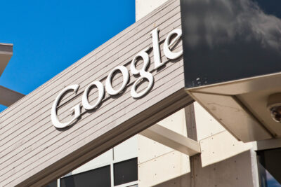 Google logo at the Googleplex headquarters in Mountain View