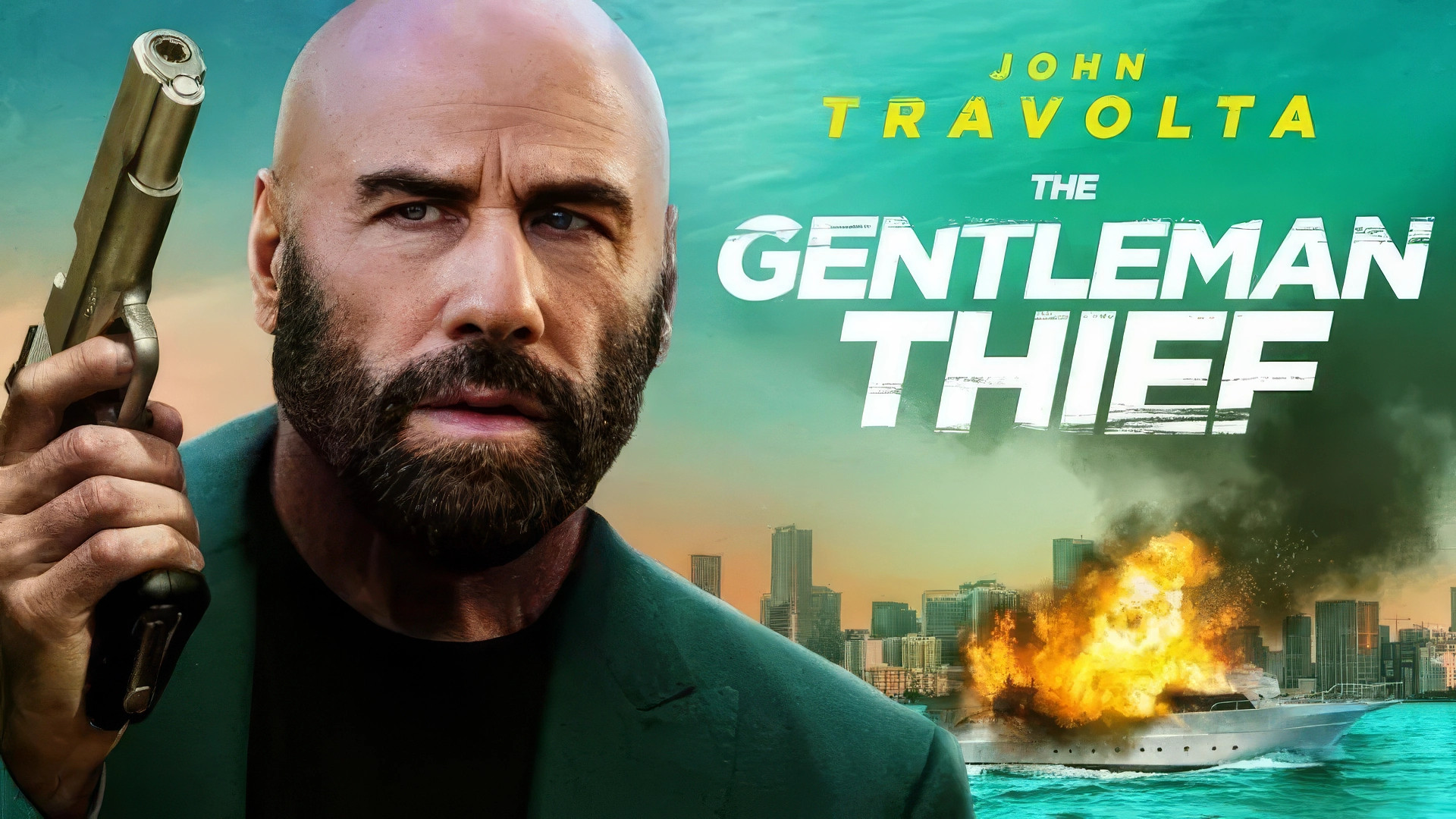 John Travolta as master thief Mason Goddard in key art for The Gentleman Thief, directed by Randall Emmett.