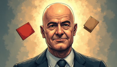 Comic-style AI illustration of Gianni Infantino