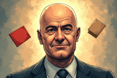 Comic-style AI illustration of Gianni Infantino