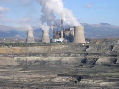Open-pit lignite mine of Megalopolis, Greece, excavation basin of the Marathousa 1 paleolithic site