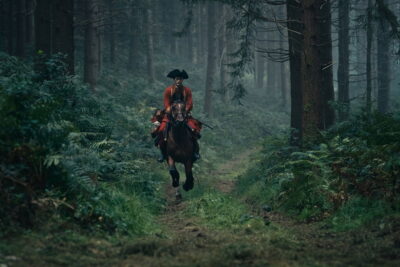 William Franklyn-Miller as a young George Washington rides through a misty forest in Jon Erwin's Young Washington.