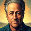 Comic-style AI illustration of Jon Stewart