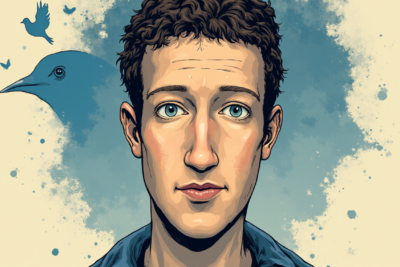 Comic-style AI illustration of Mark Zuckerberg