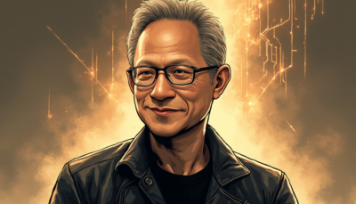 Comic-style AI illustration of Jensen Huang