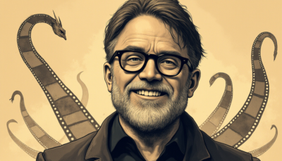 Comic-style AI illustration of Guillermo del Toro