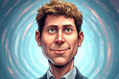 Comic-style AI illustration of Sam Altman