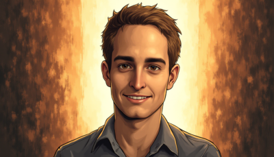 Comic-style AI illustration of Evan Spiegel