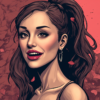 Comic-style AI illustration of Ariana Grande
