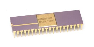 Advanced Micro Devices chip die macro photograph showing the AMD AM9080 processor architecture