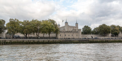 Tower of London seen from the River Thames, the fortress where Anne Boleyn was executed in 1536