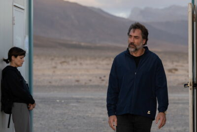 Javier Bardem outside a film-shoot trailer in a desert in Rodrigo Sorogoyen's The Beloved