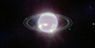 JWST NIRCam view of Neptune and its inner moons, including Larissa and Galatea
