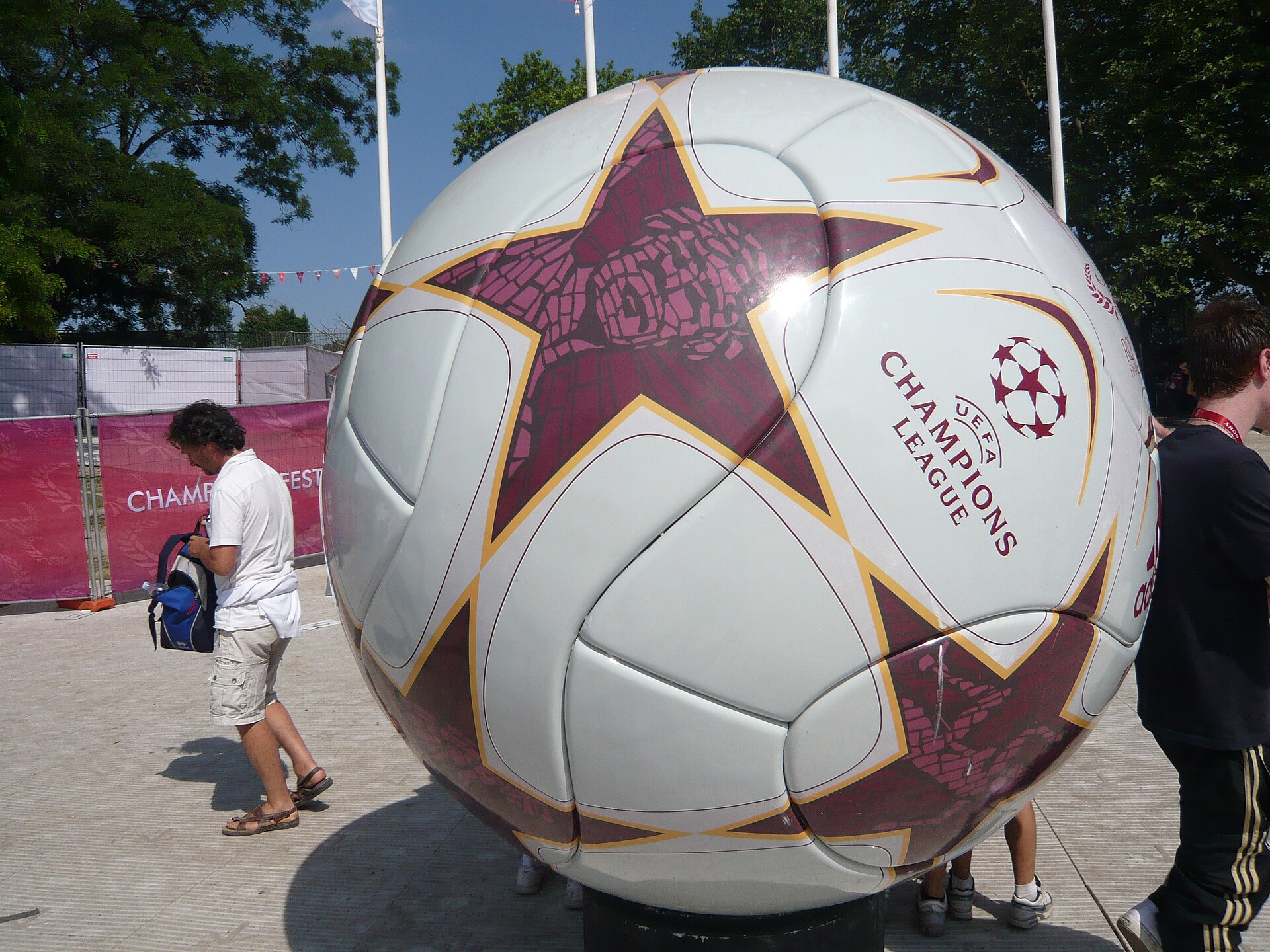 A giant UEFA Champions League star-ball on display