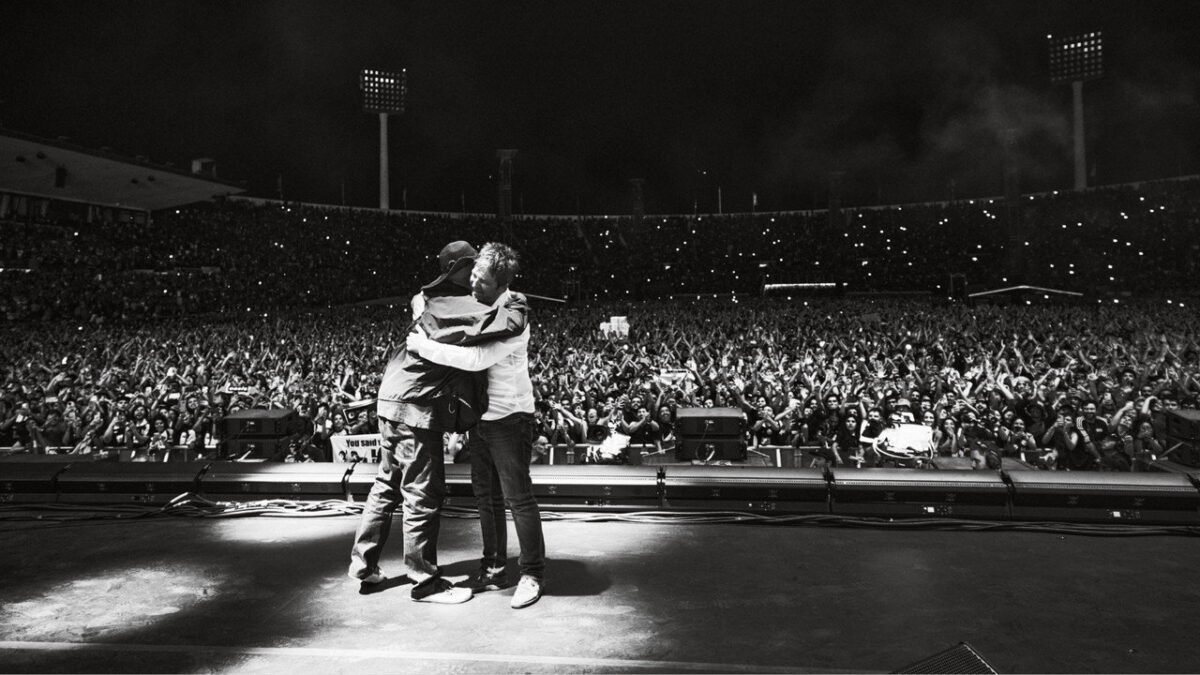 Liam and Noel Gallagher backstage during the Oasis reunion tour documentary (2026)