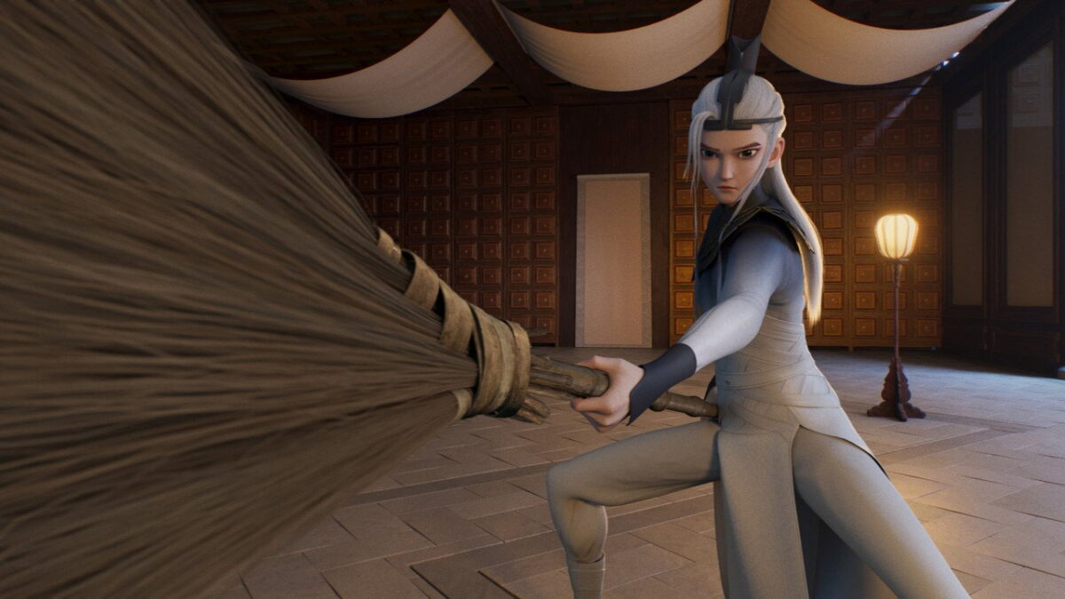 Jin Feng and Xiao Fan in the Chinese animated feature Into the Mortal World (2024)