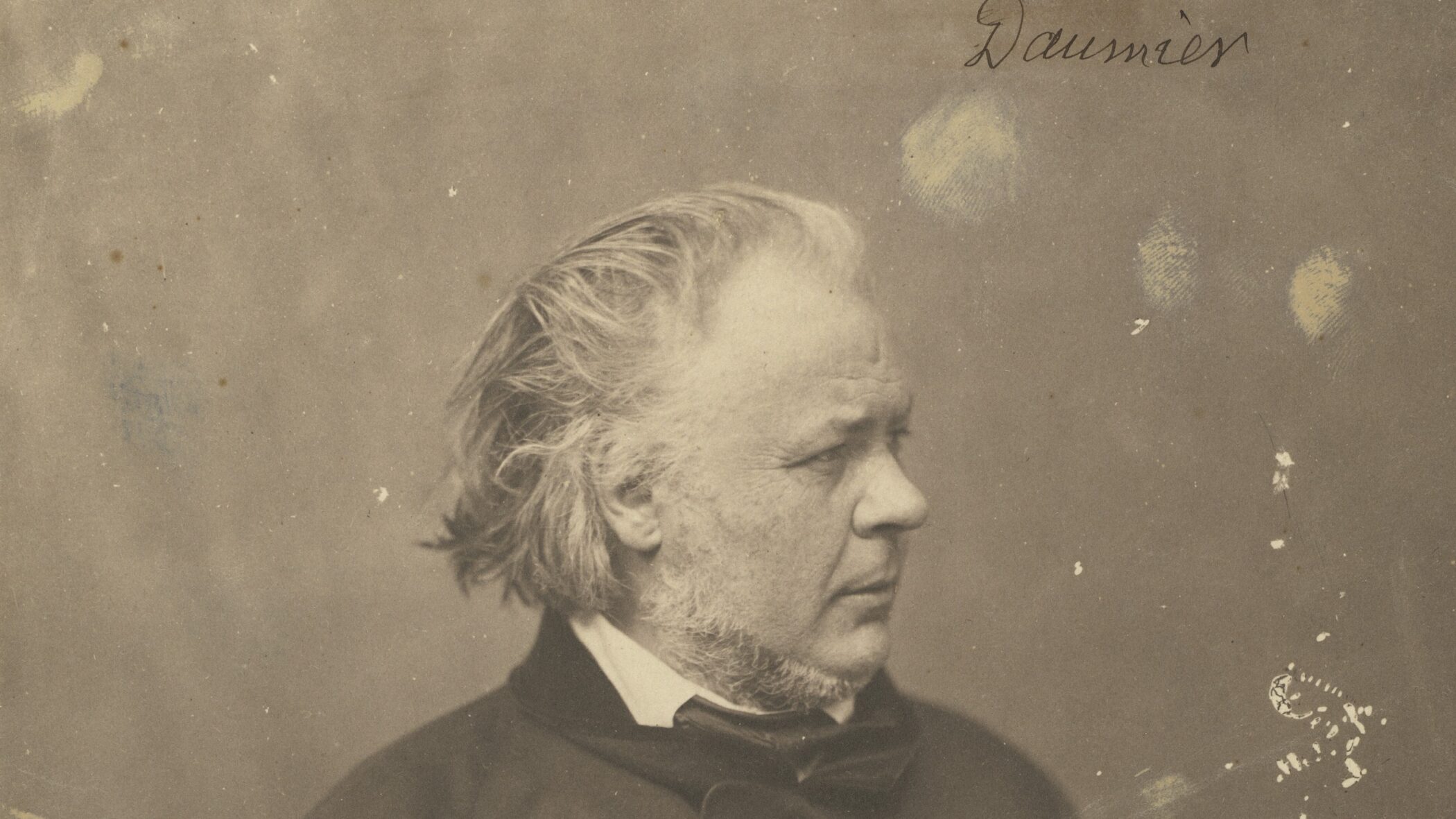 The caricaturist Honoré Daumier photographed in profile by Nadar between 1856 and 1858