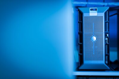 Server racks in a modern data center, representing AI cloud computing infrastructure