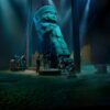 Contestants haul a giant pre-Hispanic statue in the arena of Physical 100: Mexico