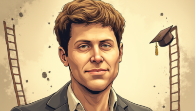 Comic-style AI illustration of Sam Altman