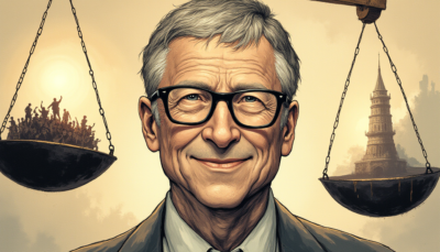 Comic-style AI illustration of Bill Gates