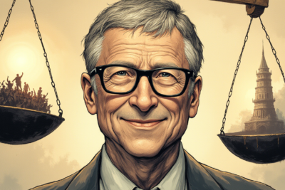 Comic-style AI illustration of Bill Gates
