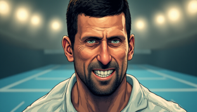 Comic-style AI illustration of Novak Djokovic