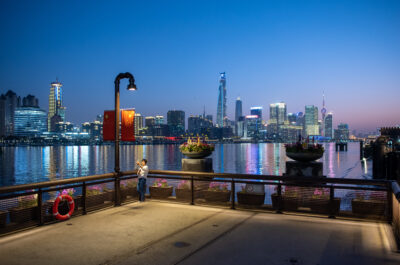 The Shanghai skyline at dusk seen from the Bund