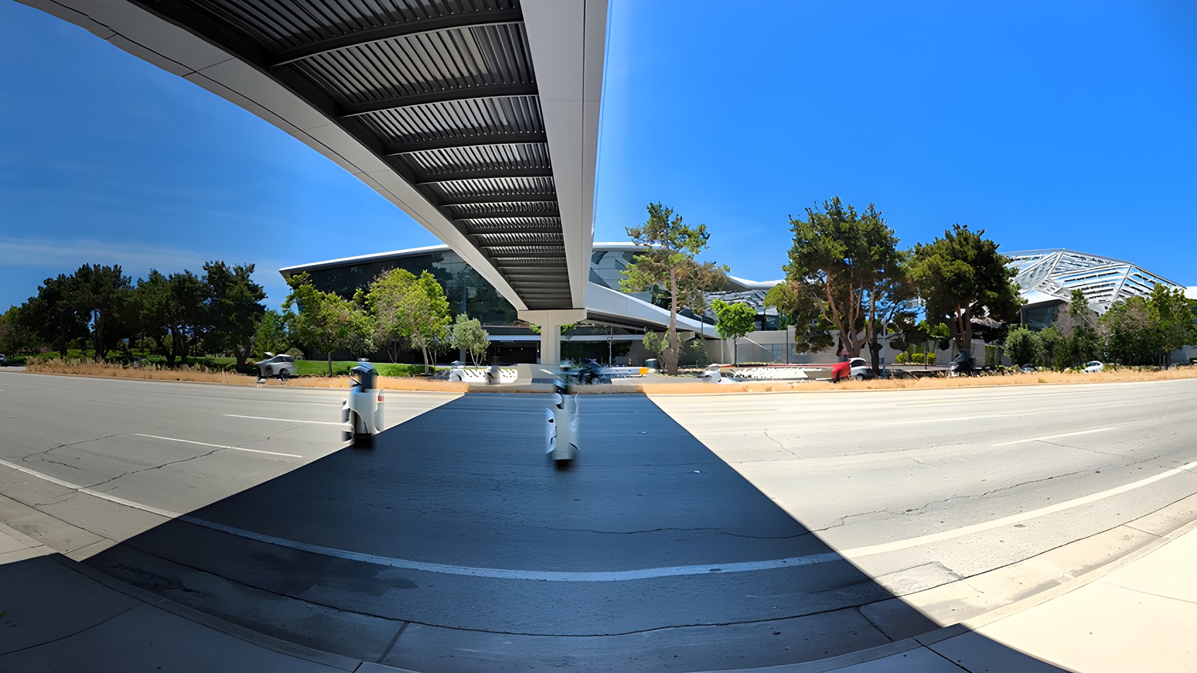 NVIDIA Corporation headquarters campus along the San Tomas Expressway in Santa Clara, California. Photo: Dicklyon / CC BY-SA 4.0 via Wikimedia Commons.