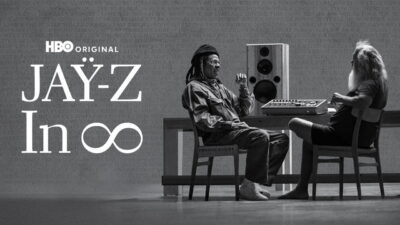 JAY-Z and Rick Rubin seated at a mixing console in the HBO documentary series JAŸ-Z in 8