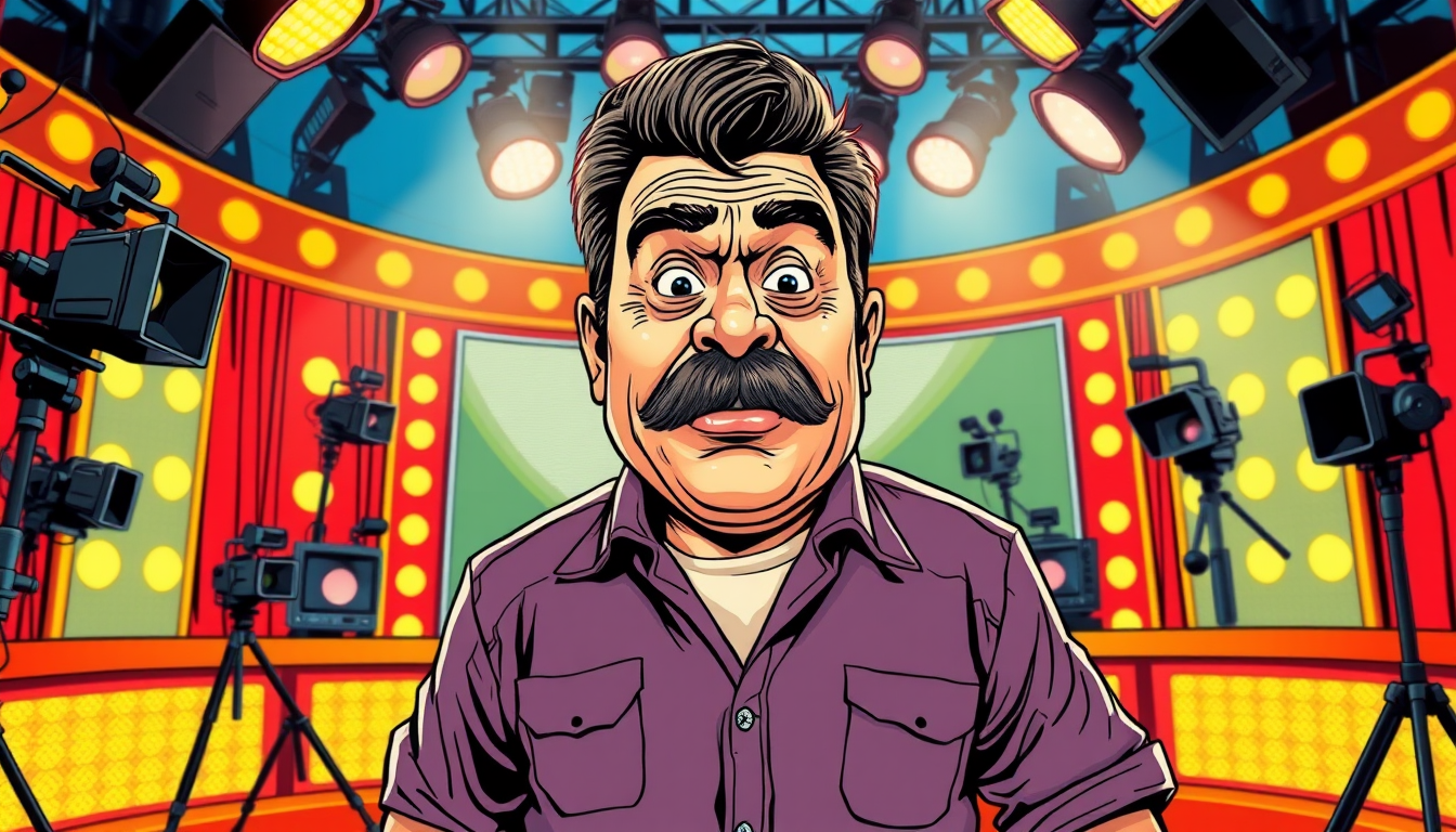Ilustración de Alfredo 'Chaparro' Alonso en un plató de bromas