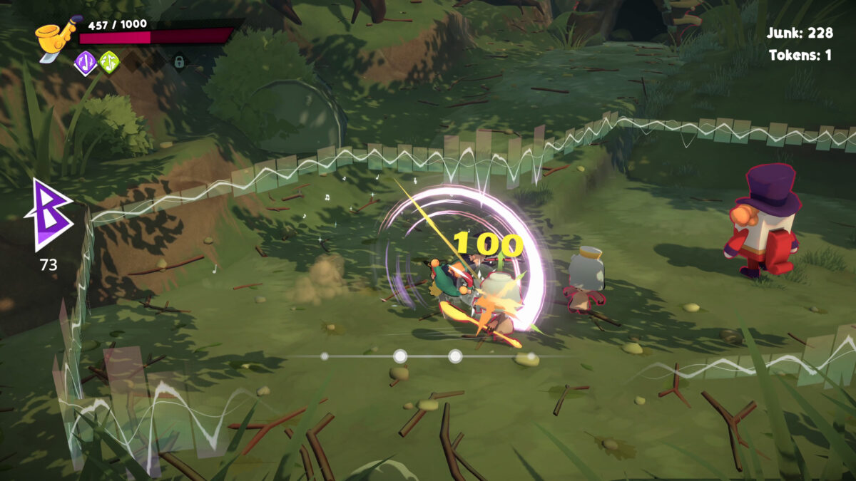 Cello fights corrupted puppets, including a top-hatted ringmaster, in Alpha Nomos