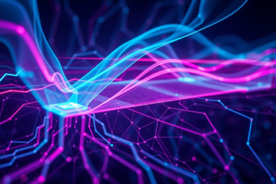 Abstract visualization of AI token-processing architecture and cache efficiency