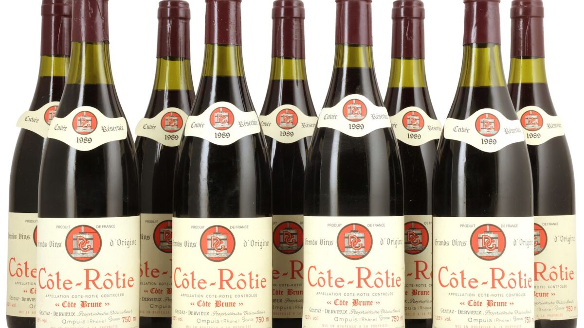 Nine bottles of Gentaz-Dervieux Cote-Rotie Cote Brune 1989 from the Remington Norman cellar auction at Bonhams