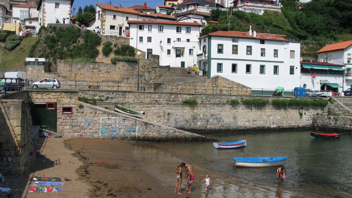 Fishing boats and stone quay at Puerto Viejo de Algorta, Getxo