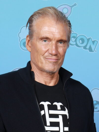 Dolph Lundgren in a black zip jacket at GalaxyCon San Jose, August 2025