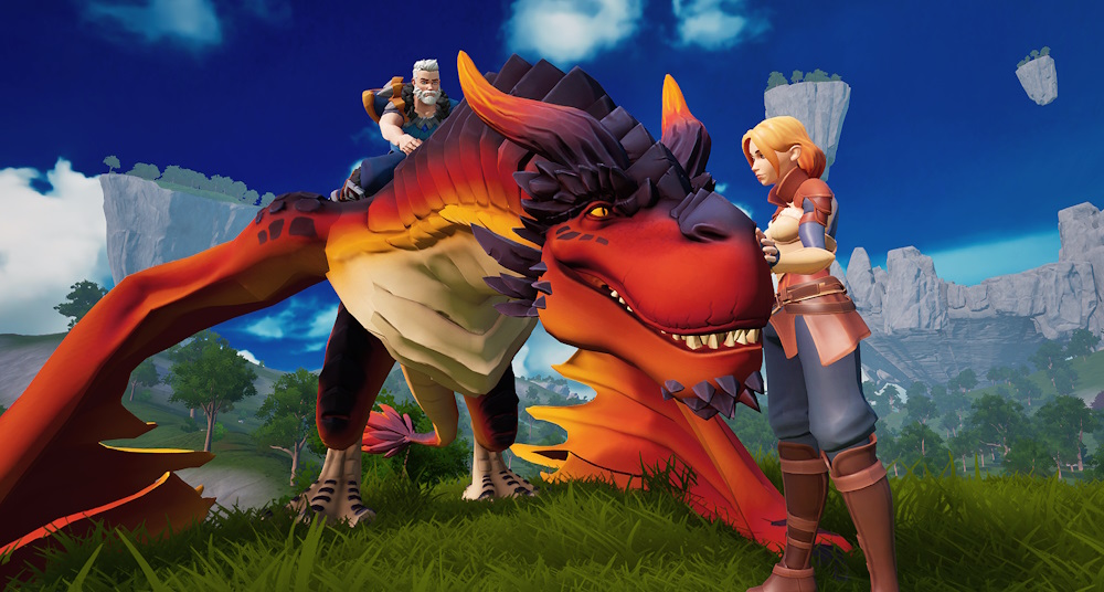 Dragon riding gameplay in Eldrem Kingdoms showing creature-powered exploration