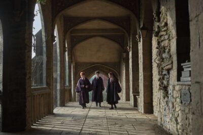 Alastair Stout, Dominic McLaughlin and Arabella Stanton as Ron, Harry and Hermione in HBO Harry Potter