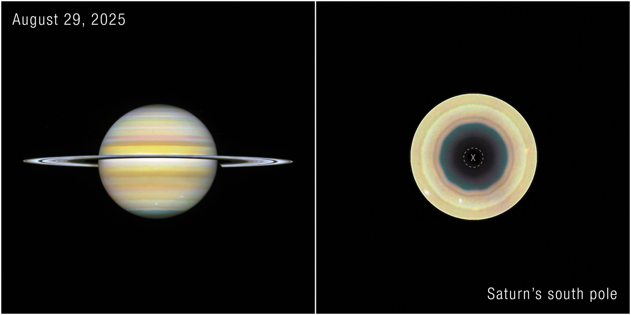 Saturno formó en su polo sur una tormenta de diez lados que nadie vio nacer