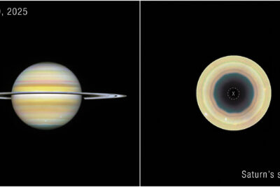 Saturno formó en su polo sur una tormenta de diez lados que nadie vio nacer