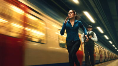 Gal Gadot as Maia Marten running through London in the thriller The Runner