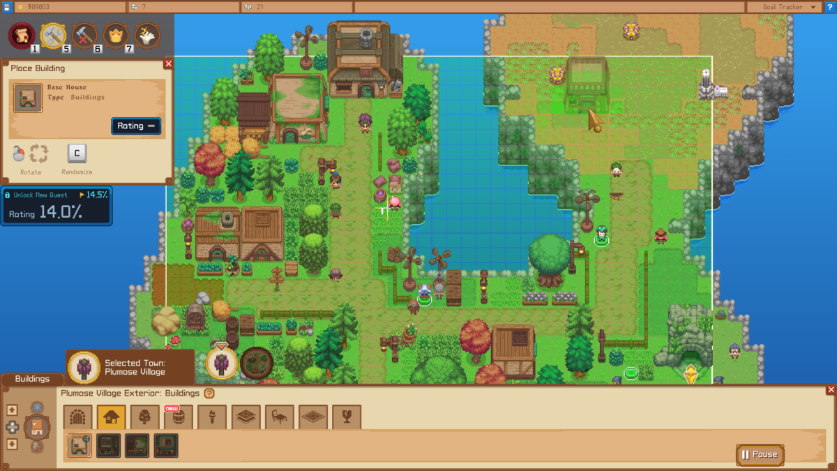 Top-down pixel-art RPG world in Lets Build a Dungeon