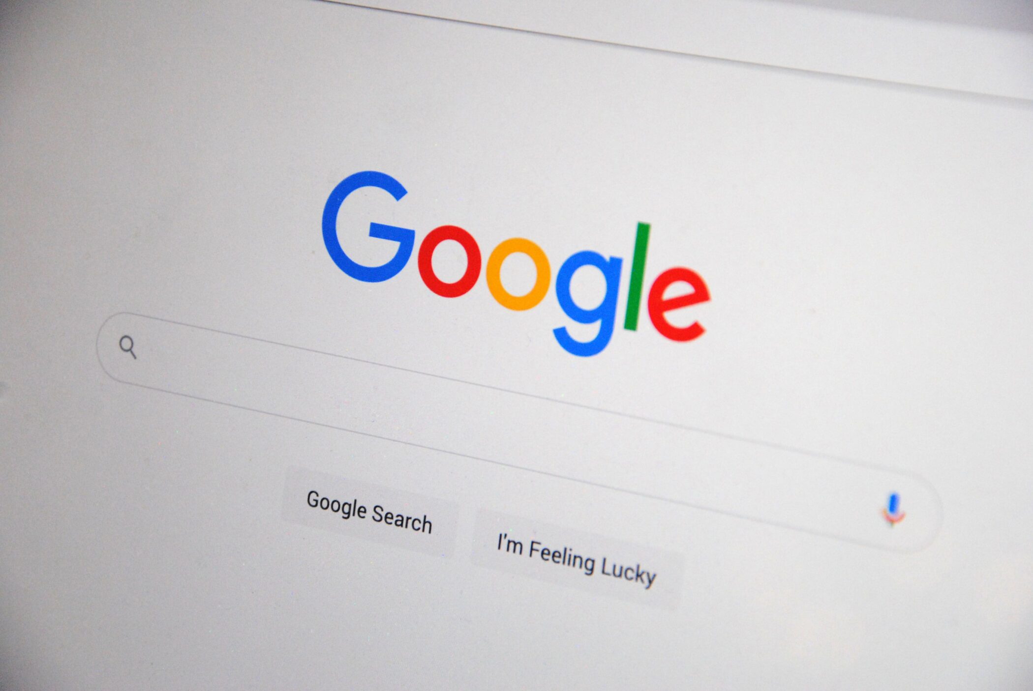 Google search engine homepage on screen — Sarah Blocksidge / Pexels