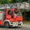 An Iveco Magirus fire rescue vehicle in operation — Magirus is a commercial vehicle brand within Iveco Group, the Italian manufacturer being acquired by Tata Motors