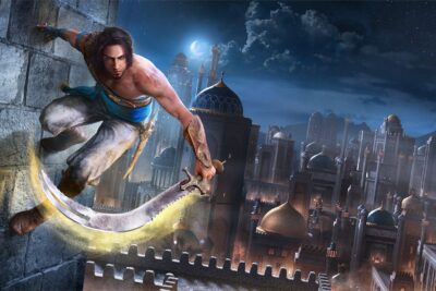 Prince of Persia: The Sands of Time Remake — official key art showing the Prince mid-leap over an ancient Persian city at night