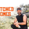Contractor Charlie Kawas crouches beside a dumpster of demolition debris in the key art for the renovation-rescue series Botched Homes