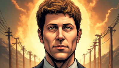 Comic-style AI illustration of Sam Altman