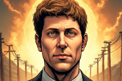 Comic-style AI illustration of Sam Altman