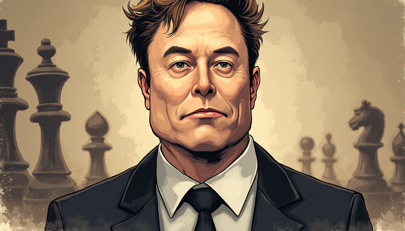 Comic-style AI illustration of Elon Musk